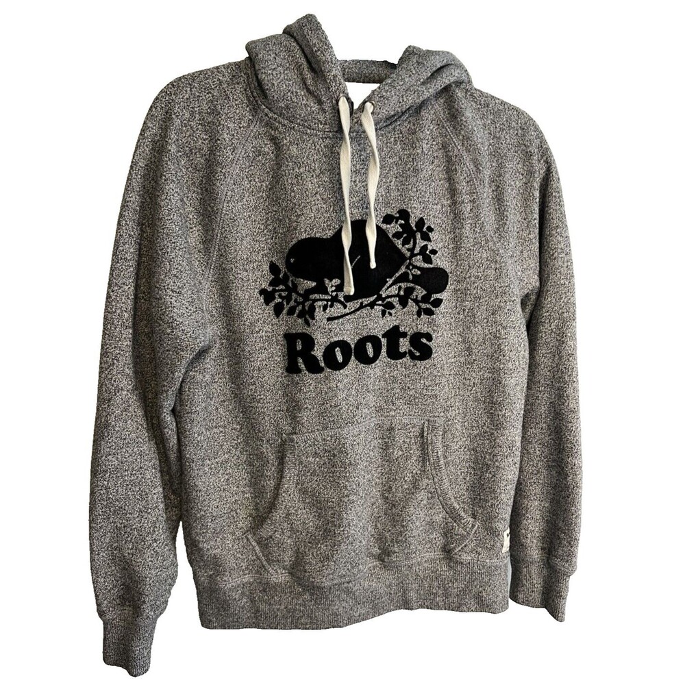 Roots women's Hoodie hoody size xs Gray Beaver sweatshirt top velvet